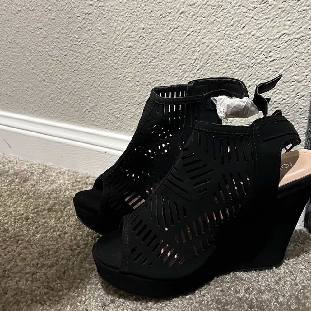 Wedge black heels